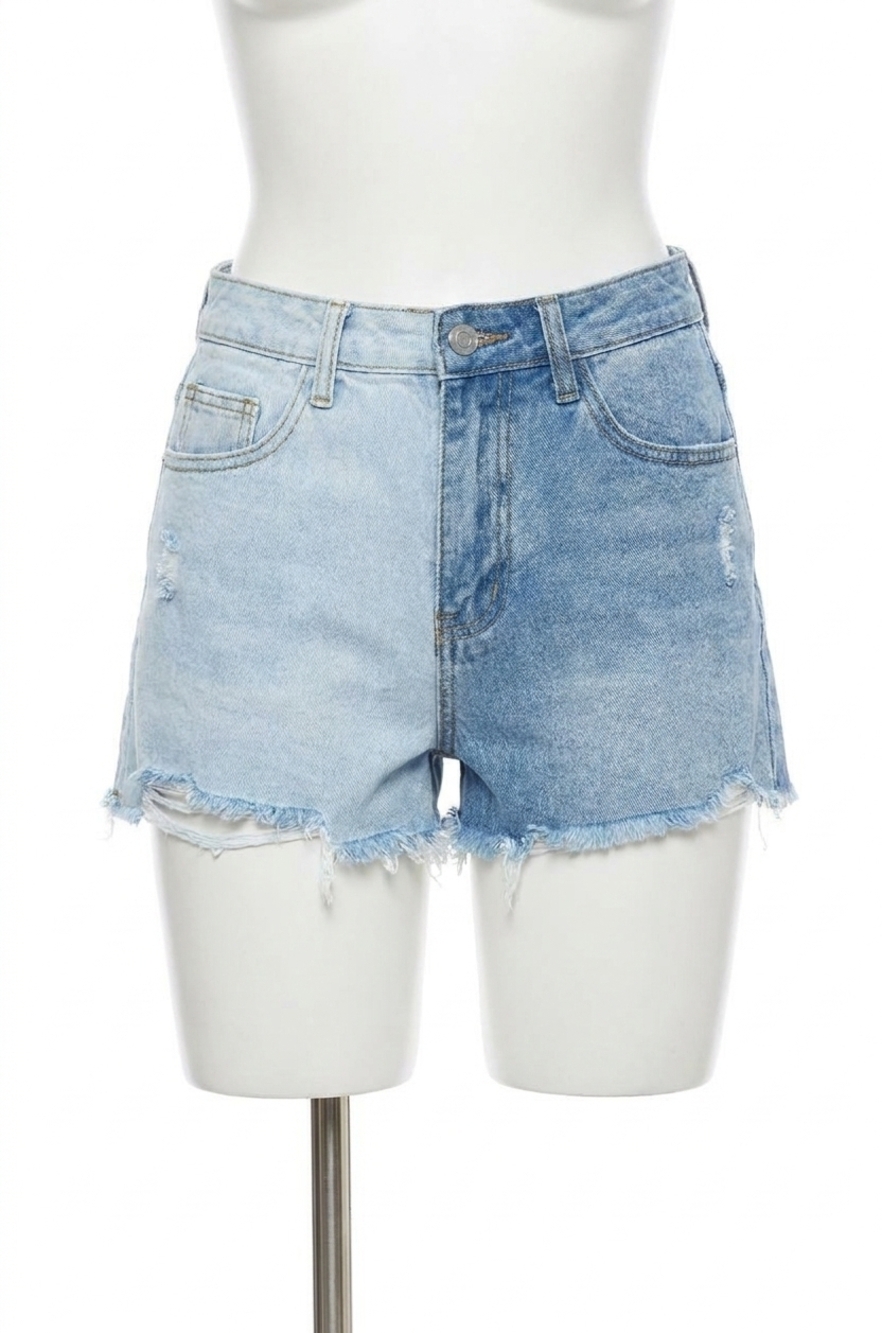 NEW BLUE B dakota two tone high waisted denim shorts in blue